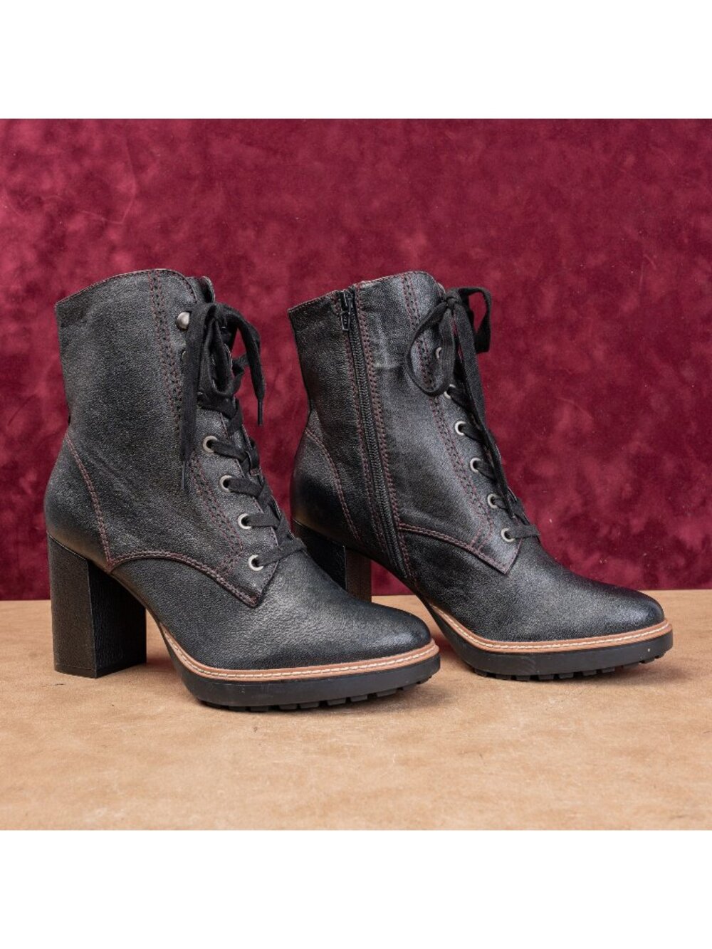 Naturalizer Women Alli Black Leather lace-up Zip Fashion Party Wide Boots sz 10